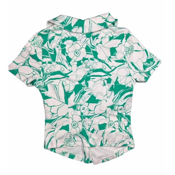 Anthropologie Maeve Ruched Floral Blouse Short Sleeve Womens Top X-Small - Picture 6 of 15